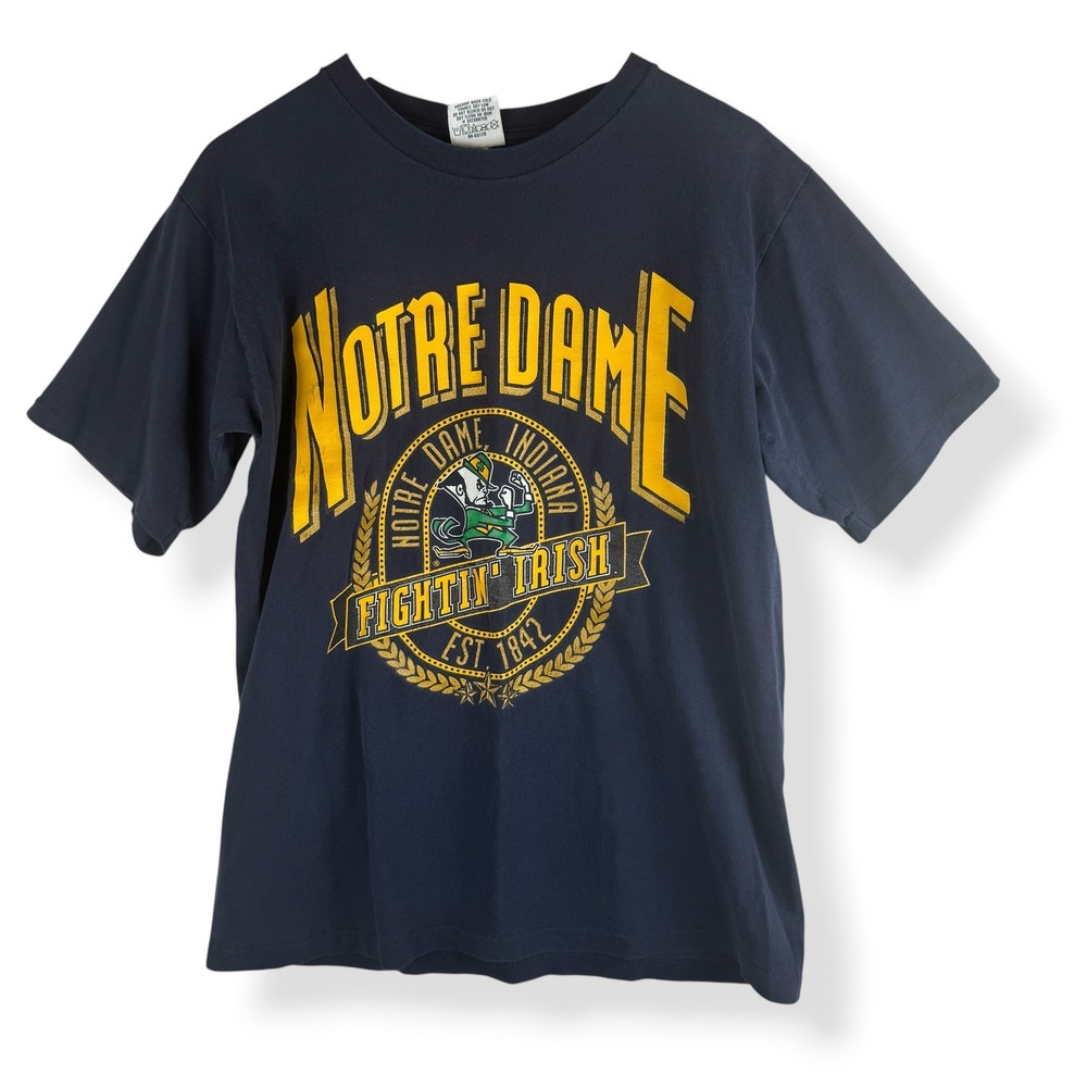 Vintage 90s Notre Dame T Shirt Size Large Single Stitch Fighting Irish USA Made